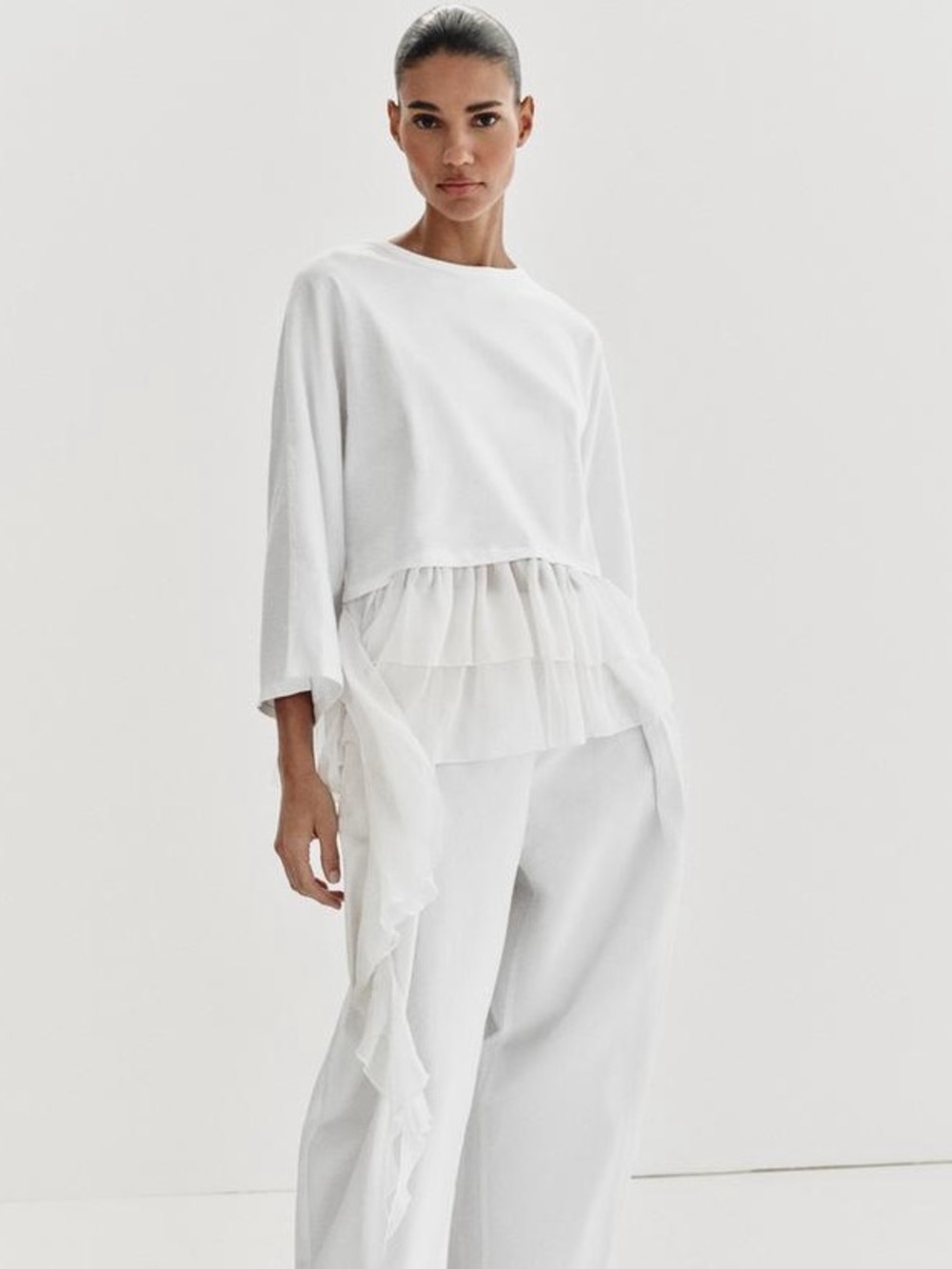ZARA COMBINATION RUFFLE TOP - Picture 3 of 10